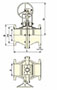 PFA Lined Center Split Full Port Gear Operated Ball Valves - Dimensional Drawing