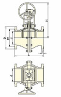 PFA Lined Center Split Full Port Gear Operated Ball Valves - Dimensional Drawing