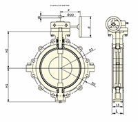 Full Lug, Wafer, Lever and Gear Operated Metal Disc Butterfly Valves - Dimensional Drawing