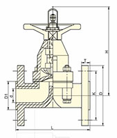 1/2 to 3 Inch (in) Size Rising Spindle, Spring Diaphragm Valves - Dimensional Drawing