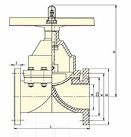 4 to 8 Inch (in) Size Rising Handwheel Diaphragm Valves - Dimensional Drawing