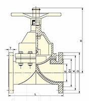 100 to 200 Millimeter (mm) Nominal Diameter (DN) Rising Handwheel Diaphragm Valves - Dimensional Drawing