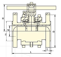 PFA Lined Lever Operated Plug Valves - Dimensional Drawing