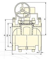 PFA Lined Gear Operated Plug Valves - Dimensional Drawing