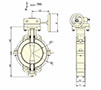 Wafer Lined Gear Operated Butterfly Valves - Dimensional Drawing