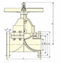 4 to 8 Inch (in) Size Rising Handwheel Diaphragm Valves - Dimensional Drawing