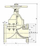 100 to 200 Millimeter (mm) Nominal Diameter (DN) Rising Handwheel Diaphragm Valves - Dimensional Drawing